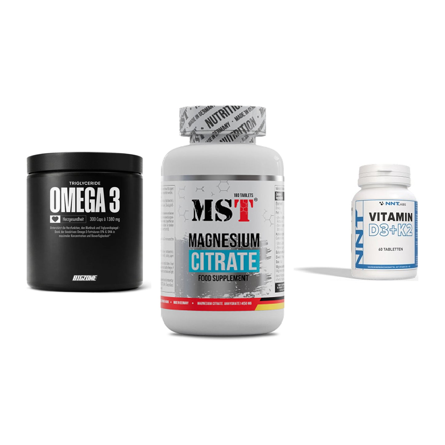 Herz & Gefäße: Big Zone Omega 3 + MST Magnesium + NNT Vitamin – alle enthaltenen Artikel