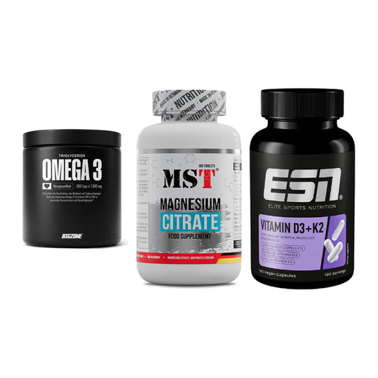 Herz & Gefäße: Big Zone Omega 3 + MST Magnesium + ESN Vitamin D3 – alle enthaltenen Artikel