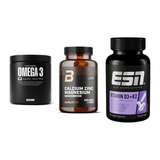 Herz & Gefäße: Big Zone Omega 3 + BioTech Calcium + ESN Vitamin D3 – alle enthaltenen Artikel