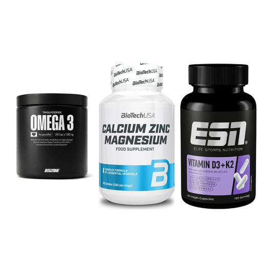 Herz & Gefäße: Big Zone Omega 3 + BioTech Calcium + ESN Vitamin D3 – alle enthaltenen Artikel