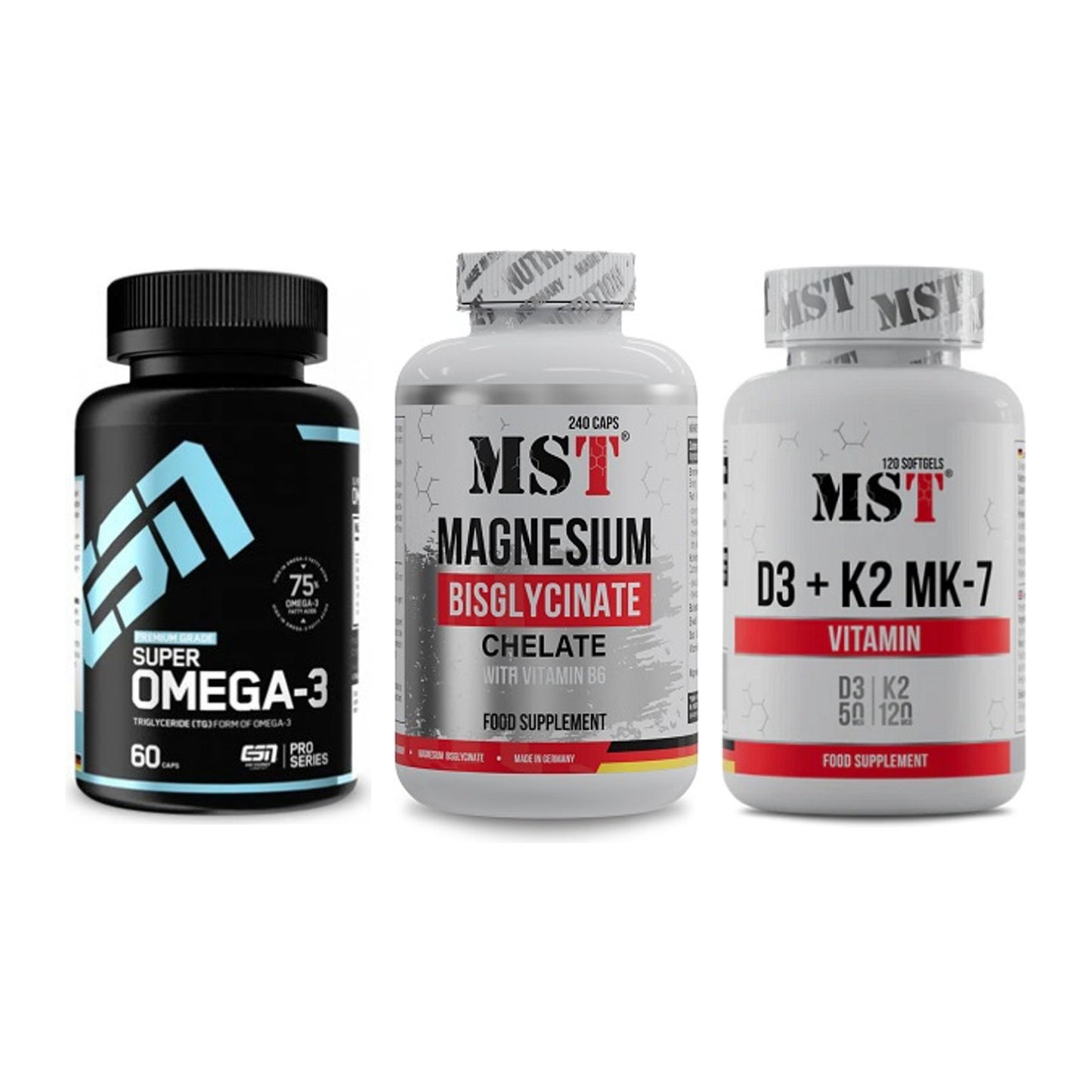 Herz & Gefäße: ESN Omega 3 + MST Magnesium + MST Vitamin D3 – alle enthaltenen Artikel