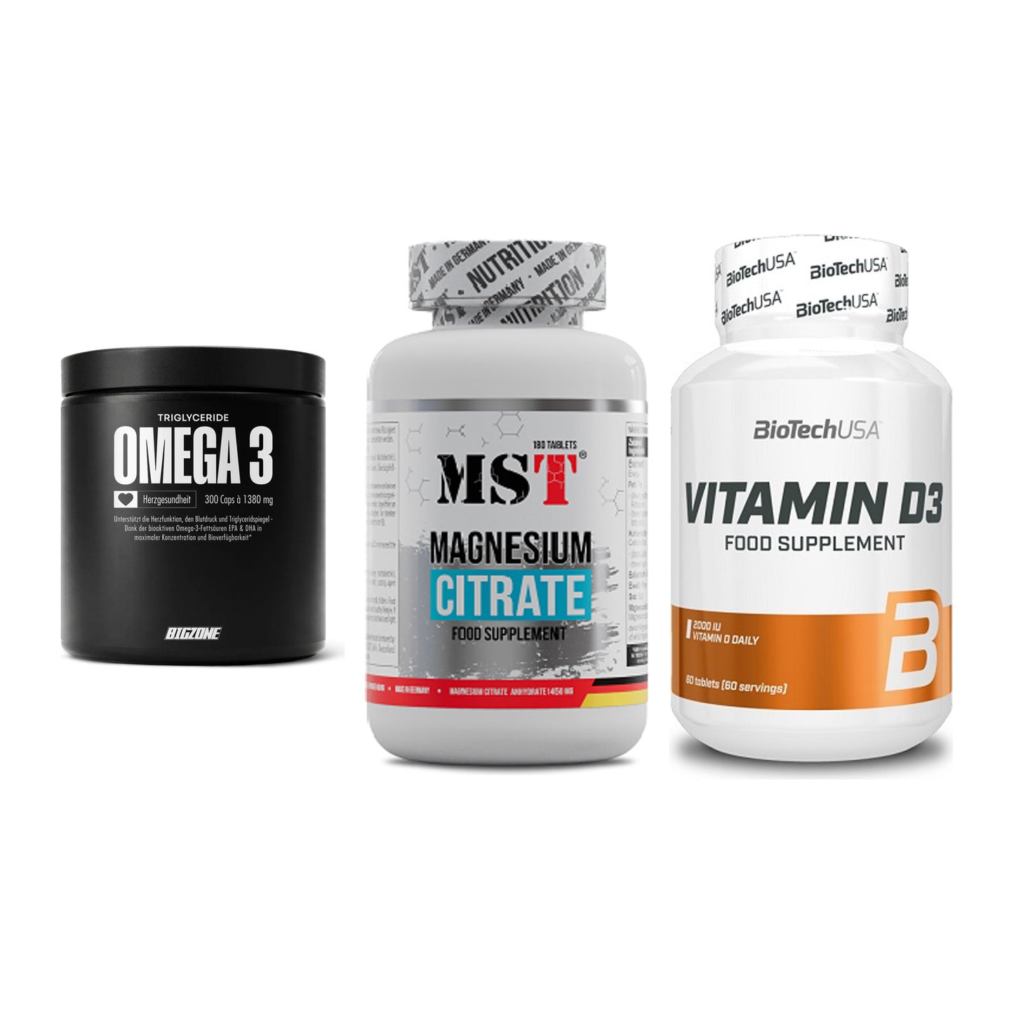Herz & Gefäße: Big Zone Omega 3 + MST Magnesium + BioTech Vitamin – alle enthaltenen Artikel
