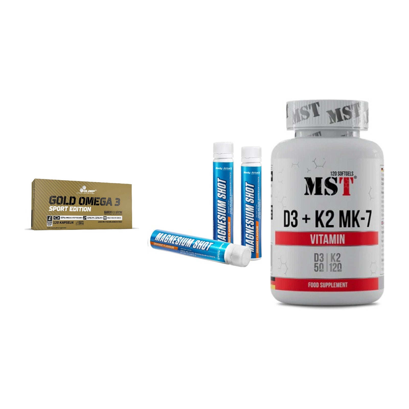Herz & Gefäße: Olimp Omega 3 + Body Attack + MST Vitamin D3 – alle enthaltenen Artikel