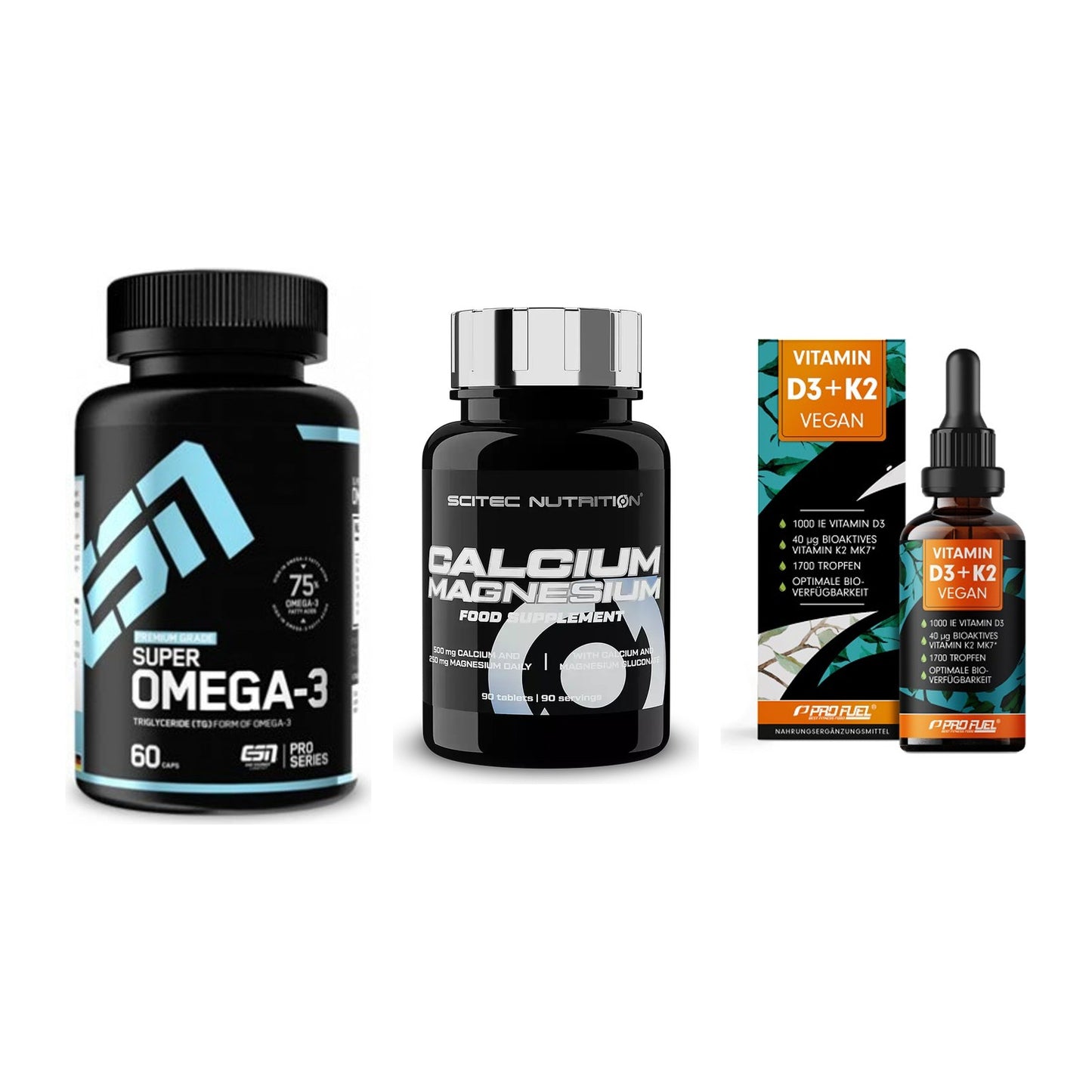 Herz & Gefäße: ESN Omega 3 + Scitec Calcium + ProFuel Vitamin – alle enthaltenen Artikel