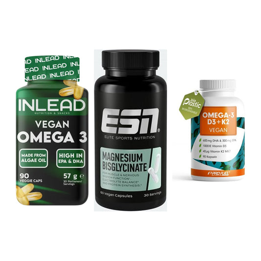 Herz & Gefäße: INLEAD Vegan + ESN Magnesium + ProFuel Omega 3 – alle enthaltenen Artikel