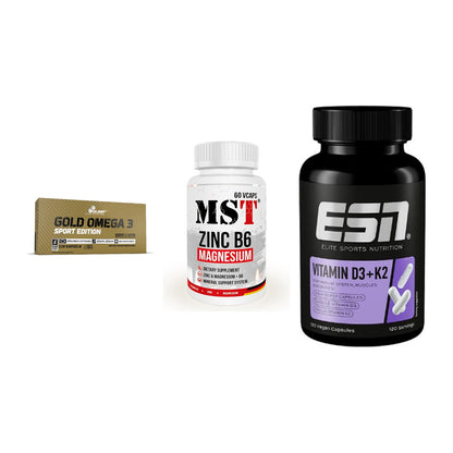 Herz & Gefäße: Olimp Omega 3 + MST Zinc + ESN Vitamin D3 – alle enthaltenen Artikel
