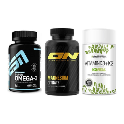 Herz & Gefäße: ESN Omega 3 + GN Magnesium + Sinob Vitamin D3 – alle enthaltenen Artikel