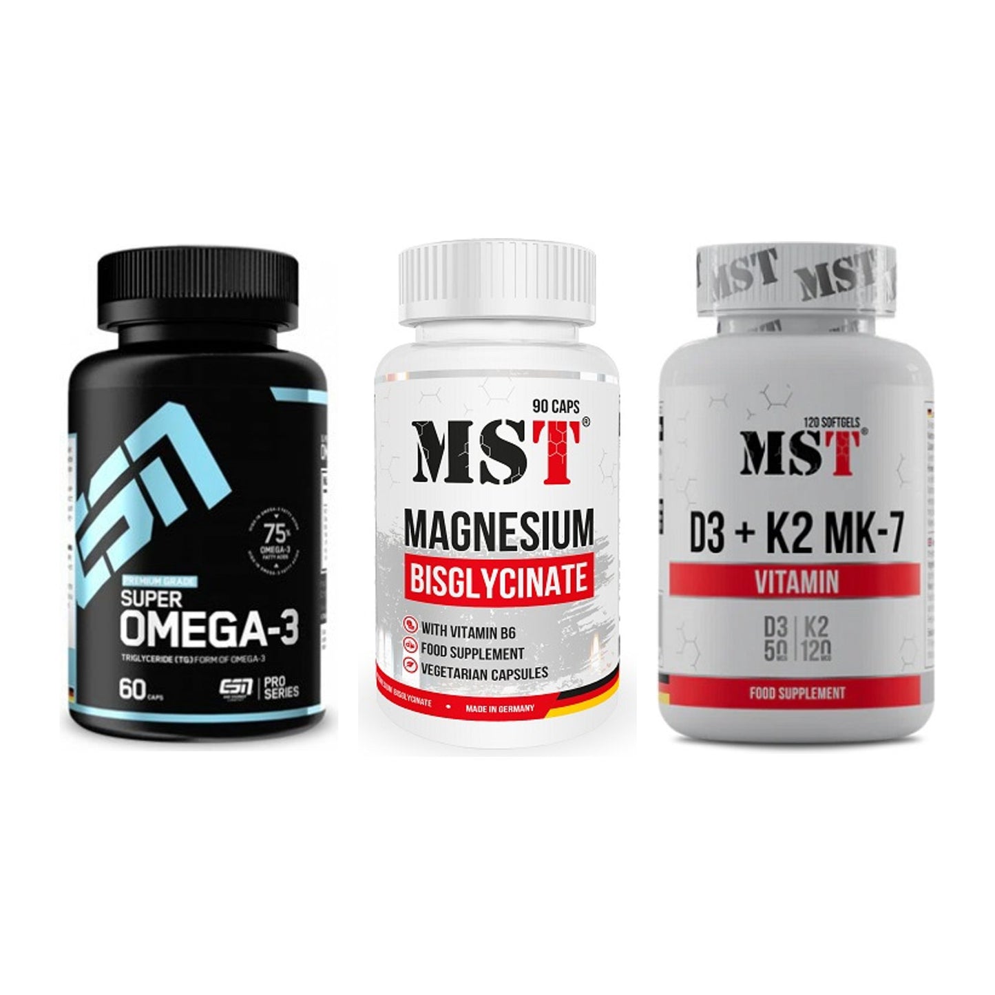 Herz & Gefäße: ESN Omega 3 + MST Magnesium + MST Vitamin D3 – alle enthaltenen Artikel