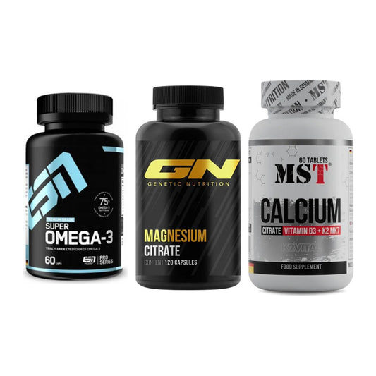 Herz & Gefäße: ESN Omega 3 + GN Magnesium + MST Calcium – alle enthaltenen Artikel
