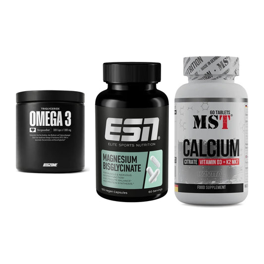 Herz & Gefäße: Big Zone Omega 3 + ESN Magnesium + MST Calcium – alle enthaltenen Artikel