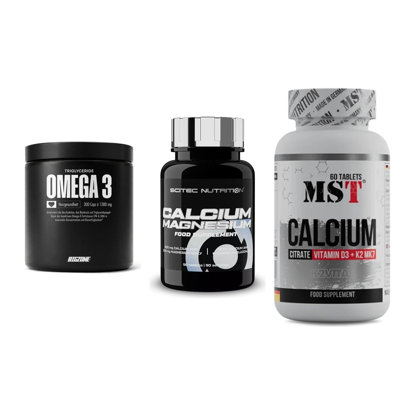 Herz & Gefäße: Big Zone Omega 3 + Scitec Calcium + MST Calcium – alle enthaltenen Artikel