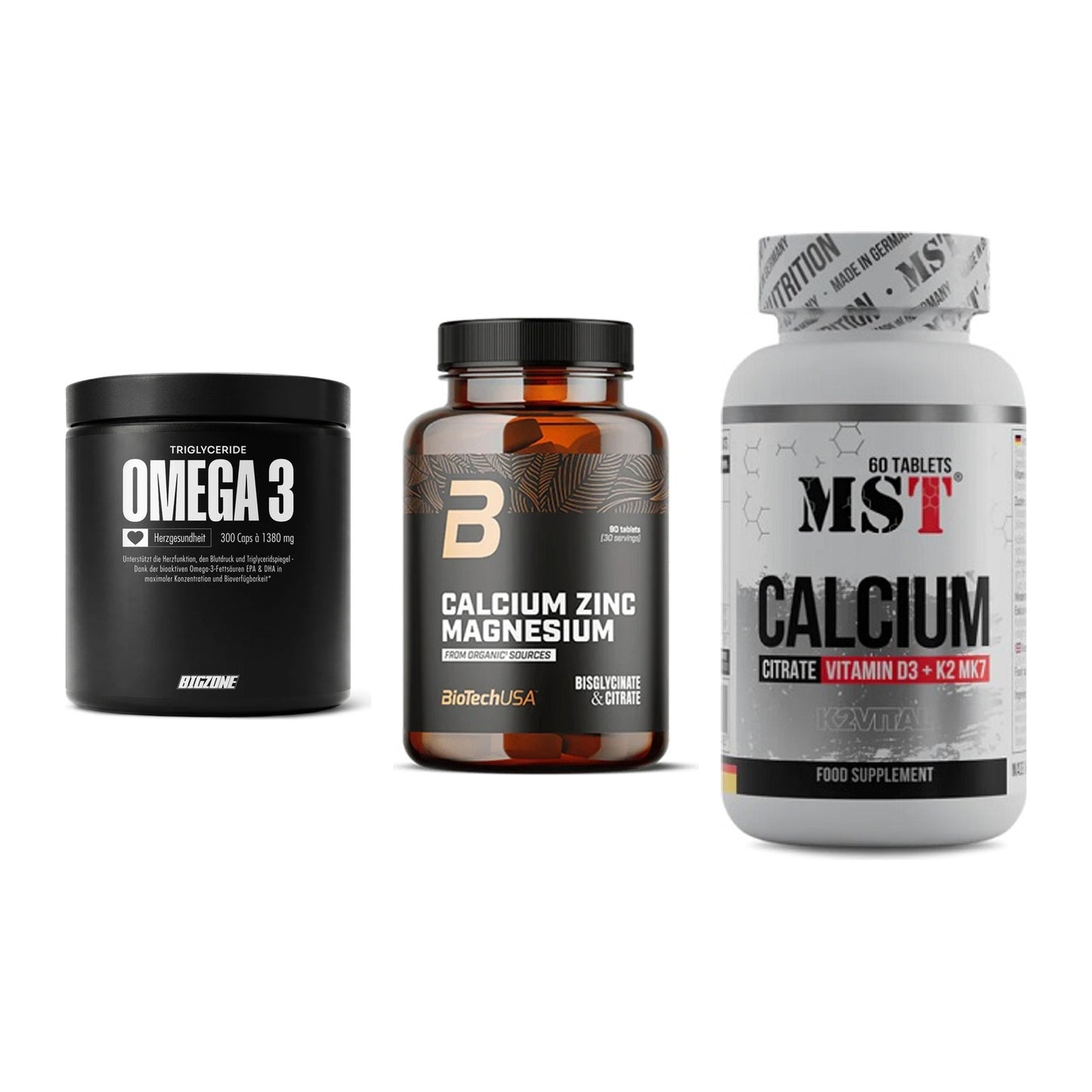Herz & Gefäße: Big Zone Omega 3 + BioTech Calcium + MST Calcium – alle enthaltenen Artikel