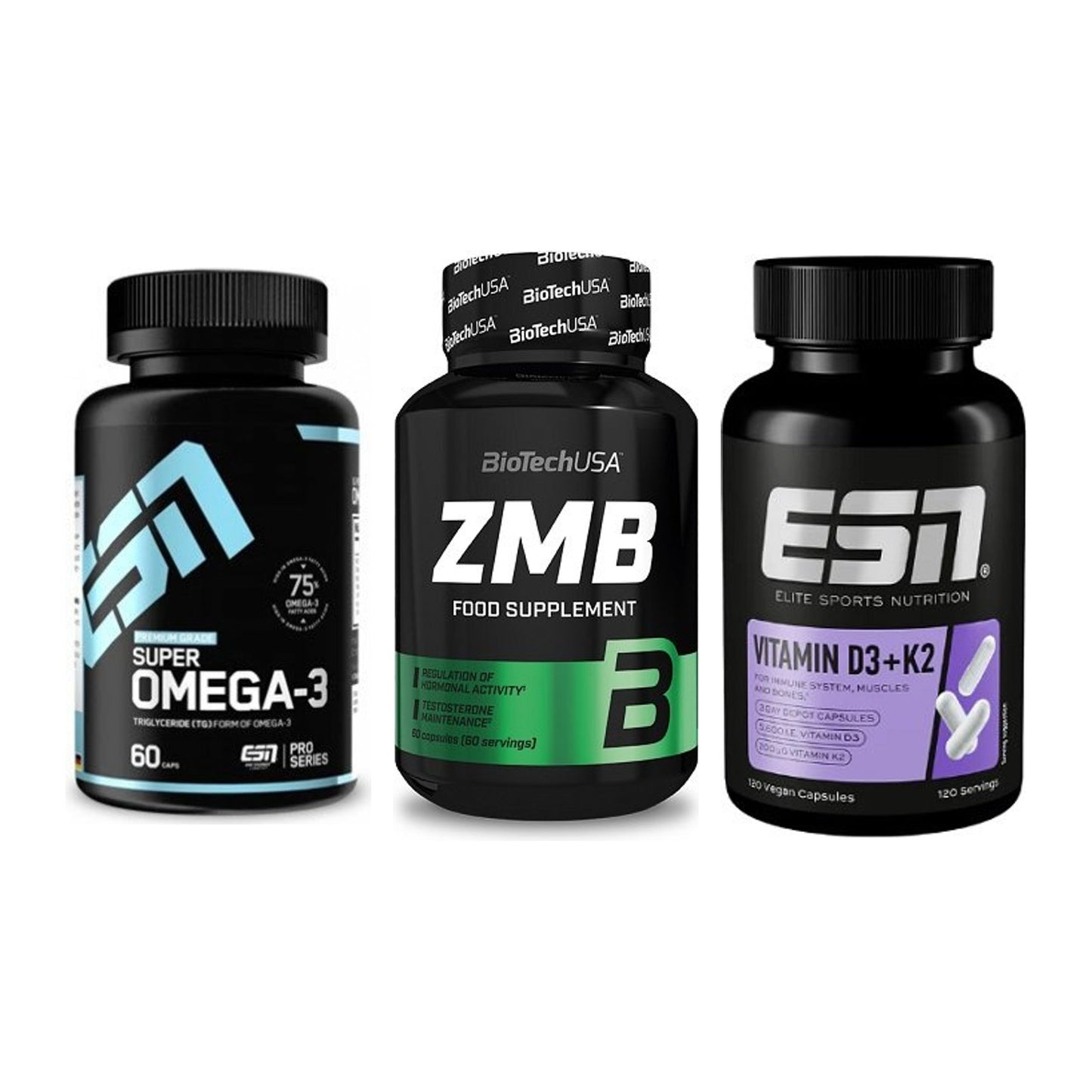 Herz & Gefäße: ESN Omega 3 + BioTech ZMB + ESN Vitamin D3 + K2 – alle enthaltenen Artikel
