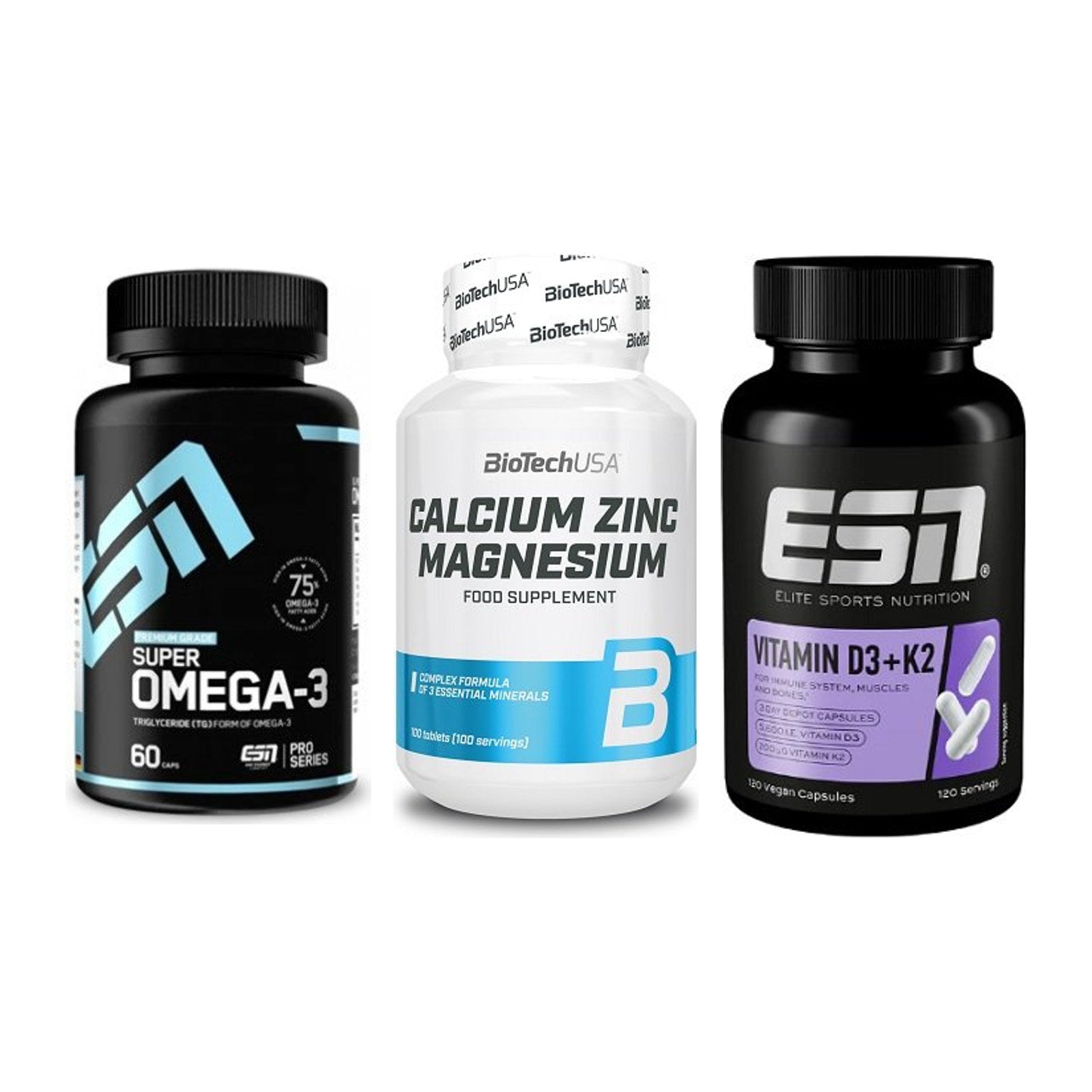 Herz & Gefäße: ESN Omega 3 + BioTech Calcium + ESN Vitamin D3 – alle enthaltenen Artikel