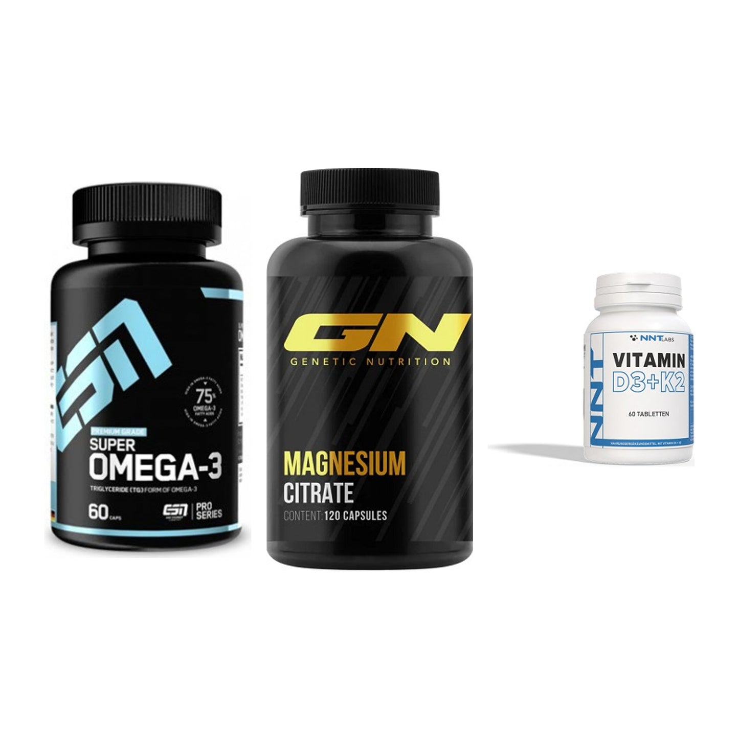 Herz & Gefäße: ESN Omega 3 + GN Magnesium + NNT Vitamin – alle enthaltenen Artikel