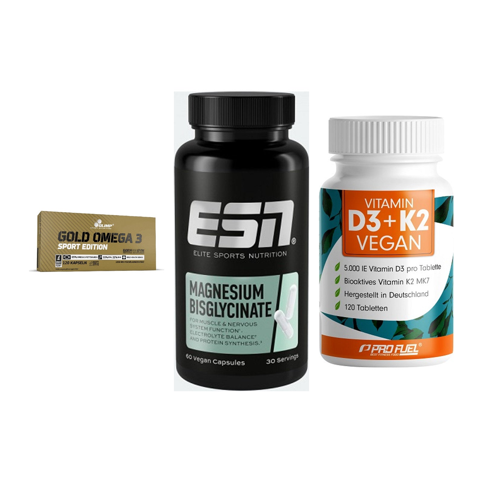 Herz & Gefäße: Olimp Omega 3 + ESN Magnesium + ProFuel Vitamin – alle enthaltenen Artikel