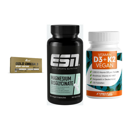 Herz & Gefäße: Olimp Omega 3 + ESN Magnesium + ProFuel Vitamin – alle enthaltenen Artikel