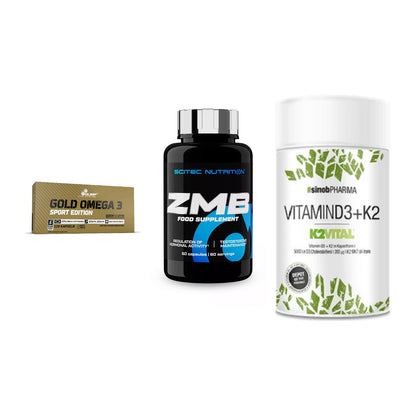 Herz & Gefäße: Olimp Omega 3 + Scitec ZMB + Sinob Vitamin D3 – alle enthaltenen Artikel