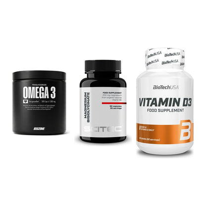 Herz & Gefäße: Big Zone Omega 3 + Scitec Magnesium + BioTech Vitamin – alle enthaltenen Artikel