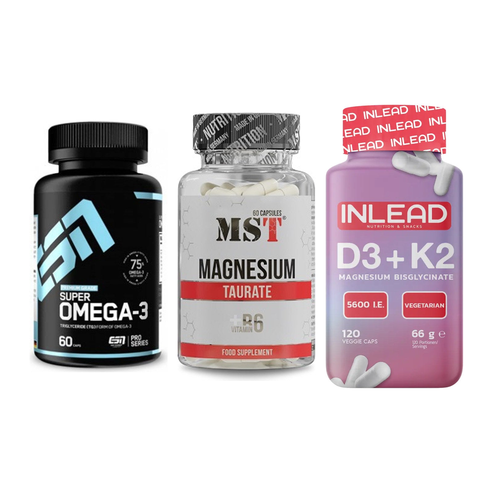 Herz & Gefäße: ESN Omega 3 + MST Magnesium + INLEAD Vitamin – alle enthaltenen Artikel