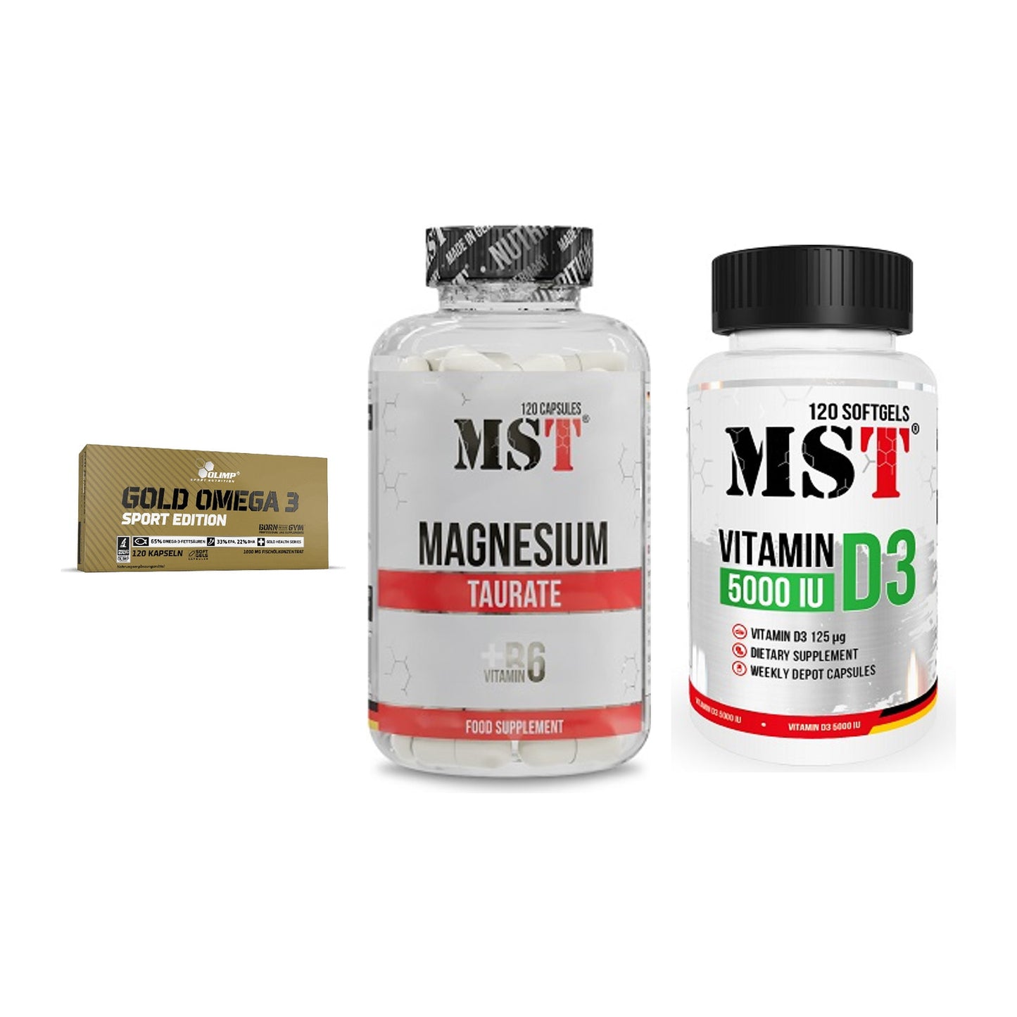 Herz & Gefäße: Olimp Omega 3 + MST Magnesium + MST Vitamin D3 – alle enthaltenen Artikel