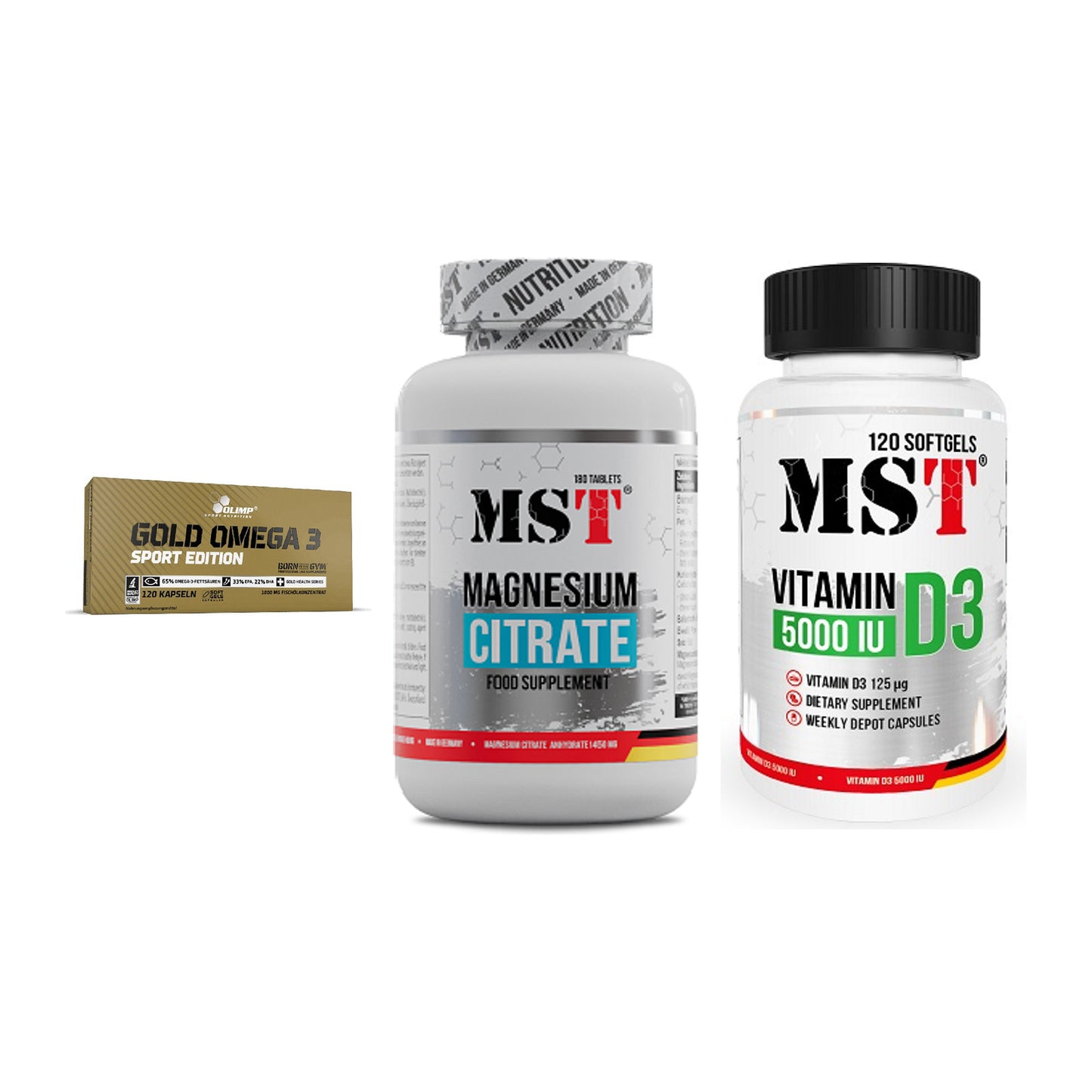 Herz & Gefäße: Olimp Omega 3 + MST Magnesium + MST Vitamin D3 – alle enthaltenen Artikel