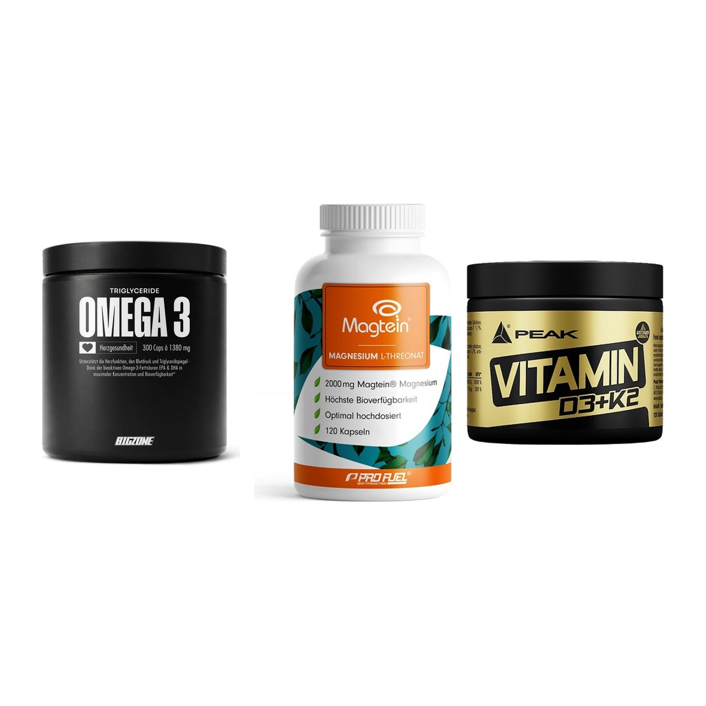Herz & Gefäße: Big Zone Omega 3 + ProFuel Magnesiu + Peak Vitamin – alle enthaltenen Artikel