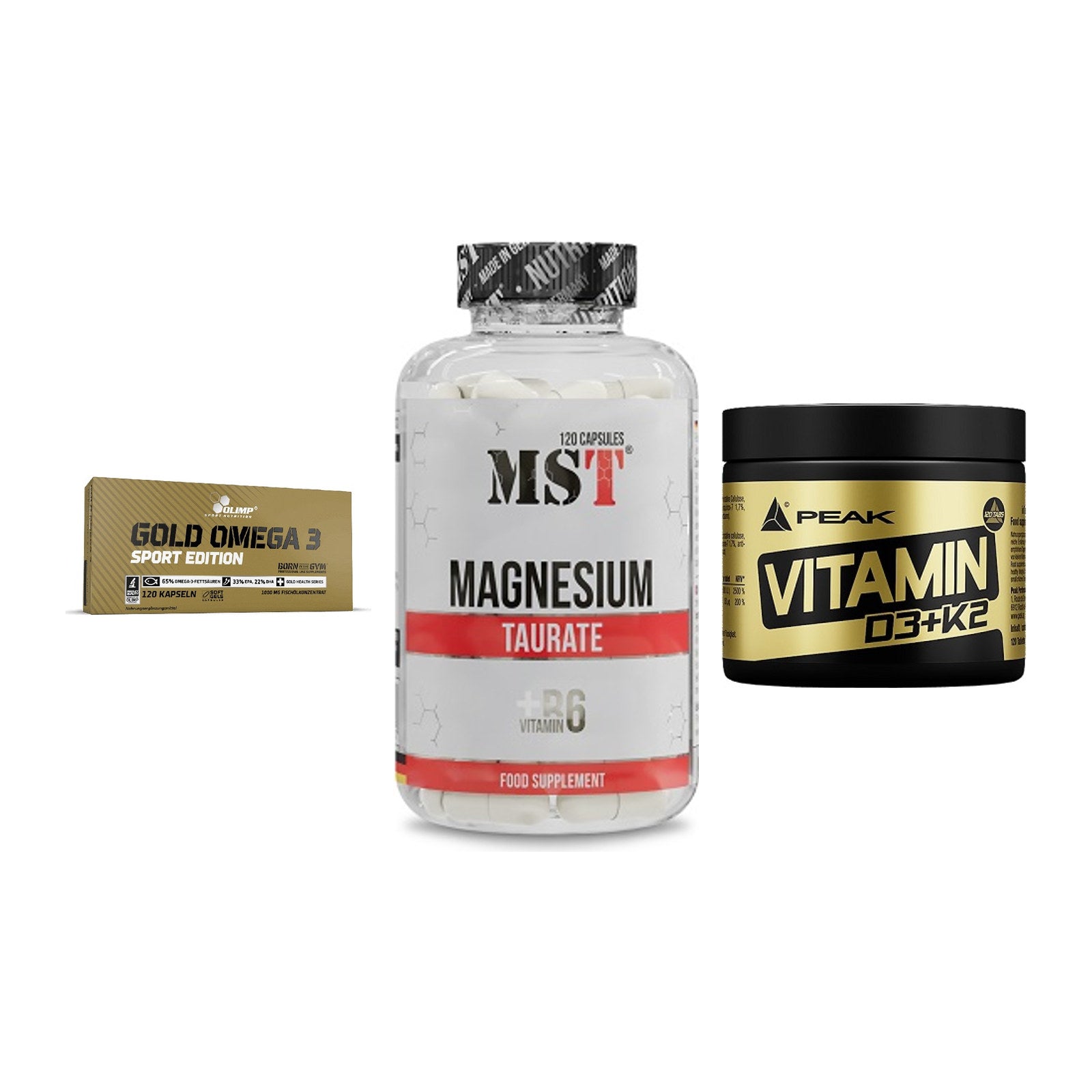 Herz & Gefäße: Olimp Omega 3 + MST Magnesium + Peak Vitamin – alle enthaltenen Artikel