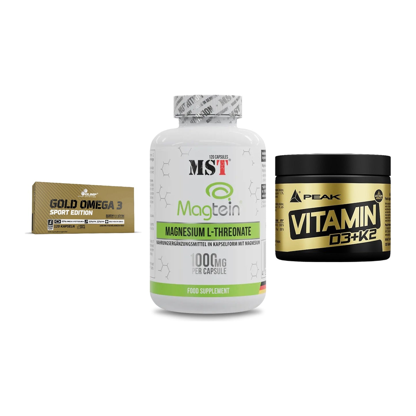 Herz & Gefäße: Olimp Omega 3 + MST Magnesium + Peak Vitamin – alle enthaltenen Artikel