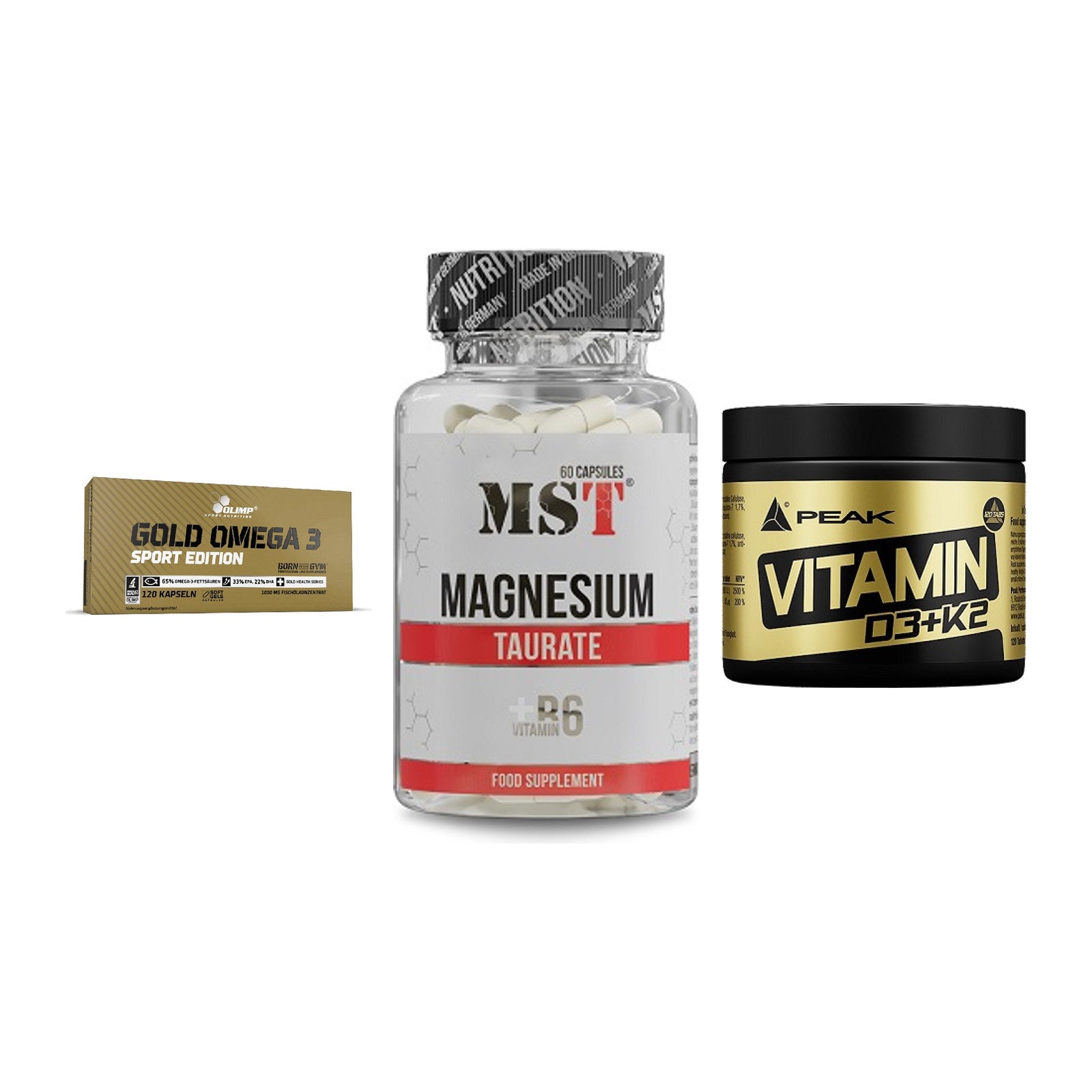 Herz & Gefäße: Olimp Omega 3 + MST Magnesium + Peak Vitamin – alle enthaltenen Artikel