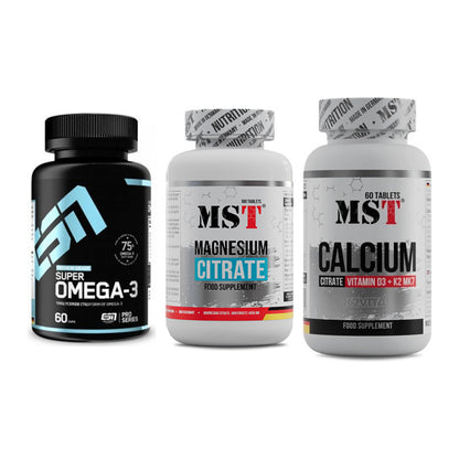 Herz & Gefäße: ESN Omega 3 + MST Magnesium + MST Calcium – alle enthaltenen Artikel