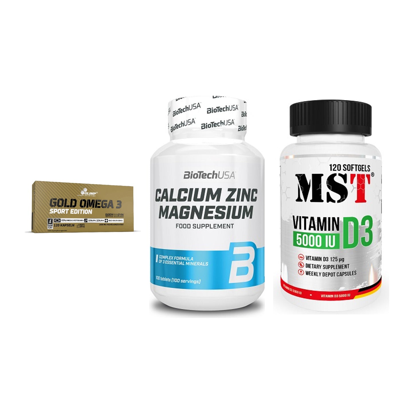 Herz & Gefäße: Olimp Omega 3 + BioTech Calcium + MST Vitamin D3 – alle enthaltenen Artikel