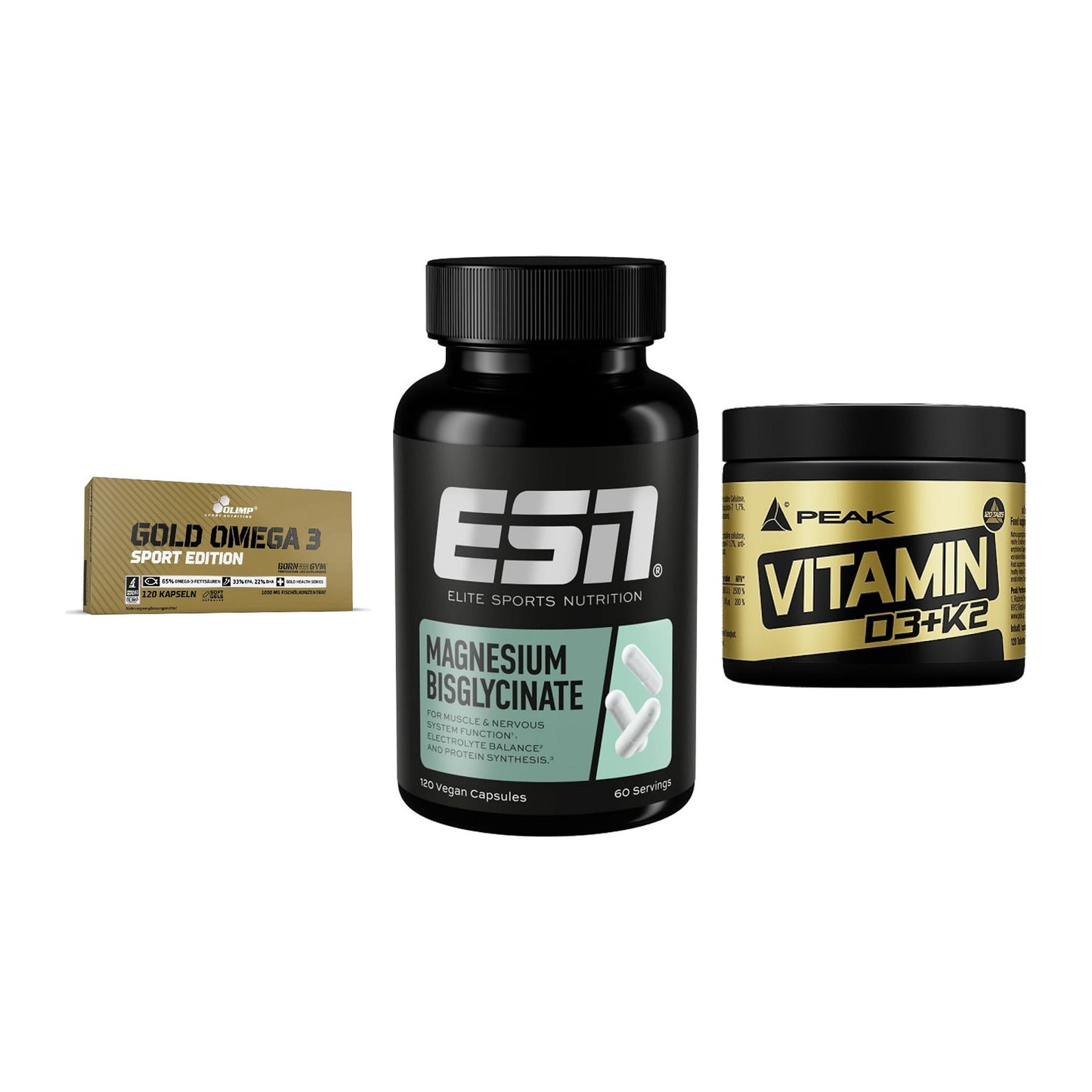 Herz & Gefäße: Olimp Omega 3 + ESN Magnesium + Peak Vitamin – alle enthaltenen Artikel
