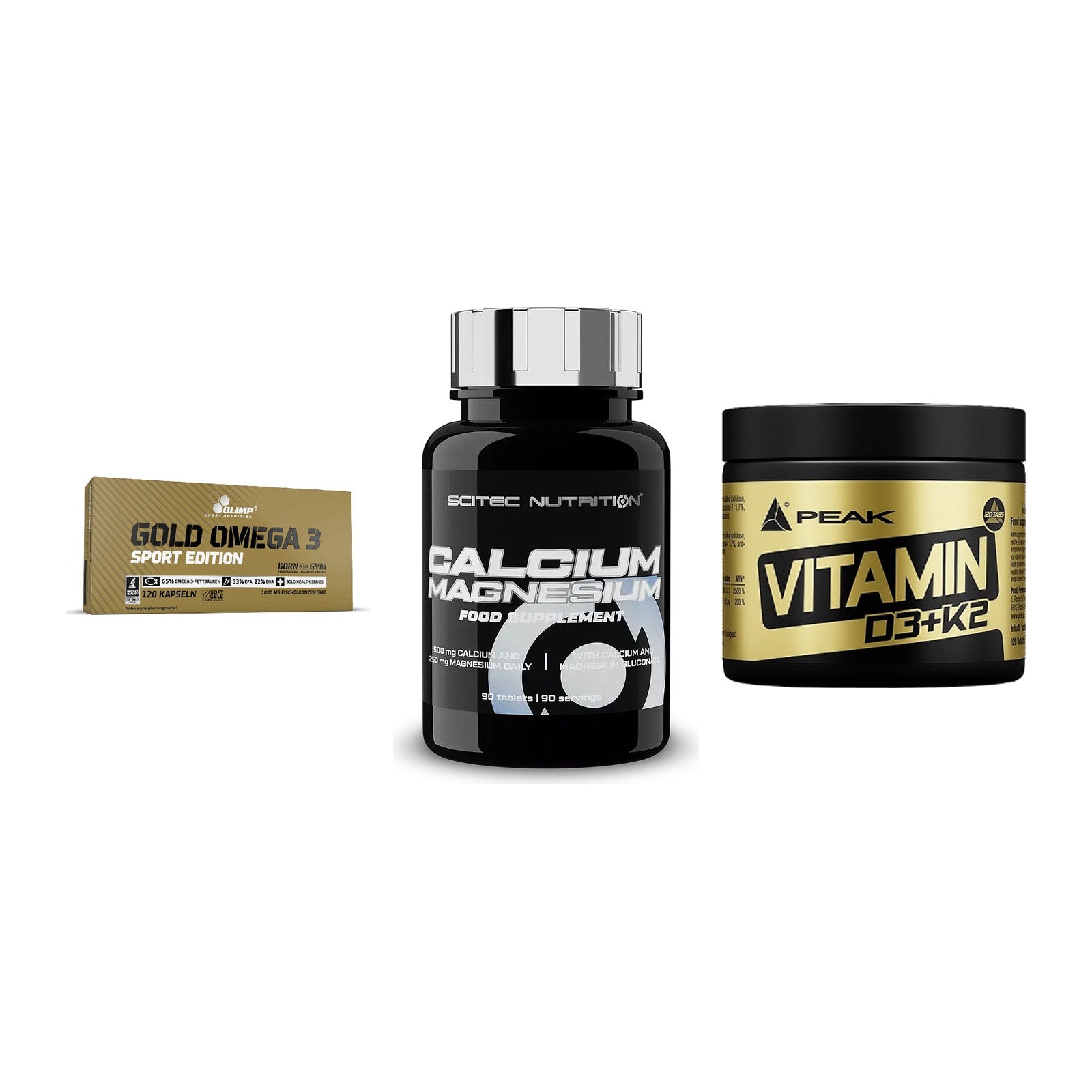 Herz & Gefäße: Olimp Omega 3 + Scitec Calcium + Peak Vitamin – alle enthaltenen Artikel