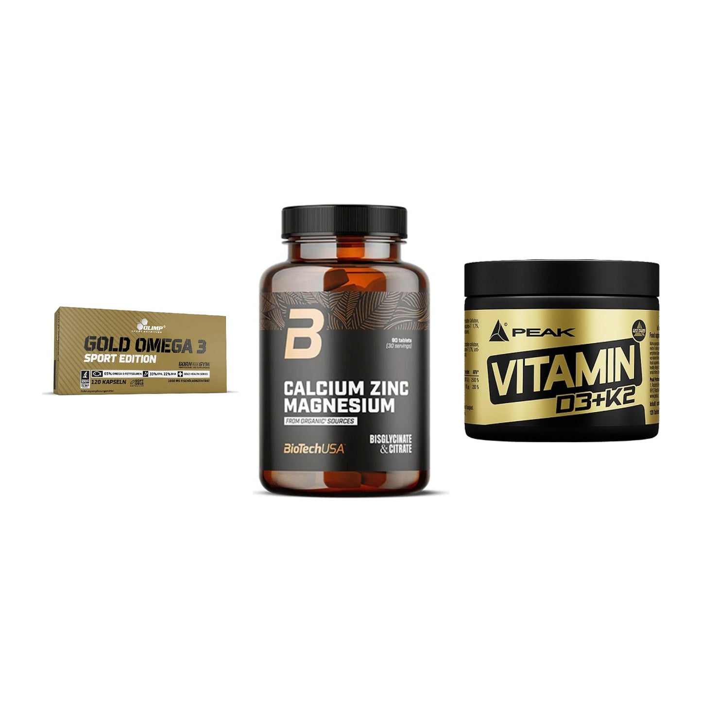 Herz & Gefäße: Olimp Omega 3 + BioTech Calcium + Peak Vitamin – alle enthaltenen Artikel