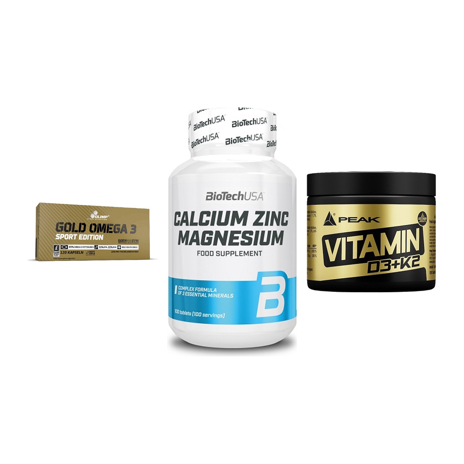 Herz & Gefäße: Olimp Omega 3 + BioTech Calcium + Peak Vitamin – alle enthaltenen Artikel
