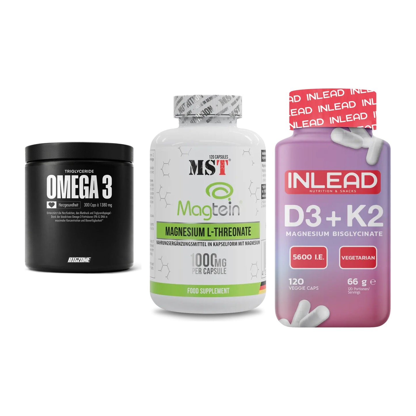 Herz & Gefäße: Big Zone Omega 3 + MST Magnesium + INLEAD Vitamin – alle enthaltenen Artikel