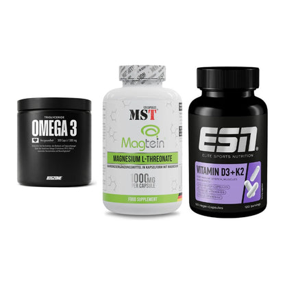 Herz & Gefäße: Big Zone Omega 3 + MST Magnesium + ESN Vitamin D3 – alle enthaltenen Artikel