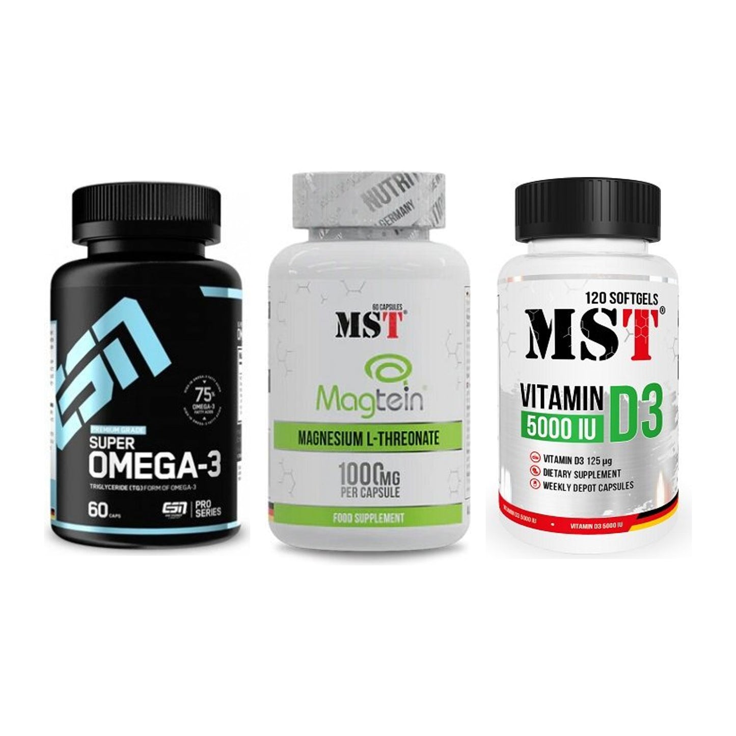 Herz & Gefäße: ESN Omega 3 + MST Magnesium + MST Vitamin D3 – alle enthaltenen Artikel