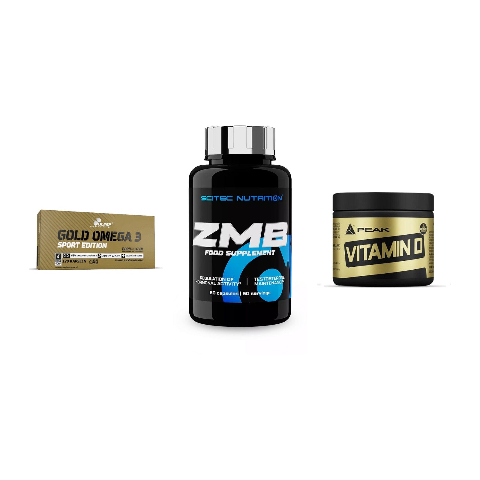 Herz & Gefäße: Olimp Omega 3 + Scitec ZMB + Peak Vitamin D – alle enthaltenen Artikel