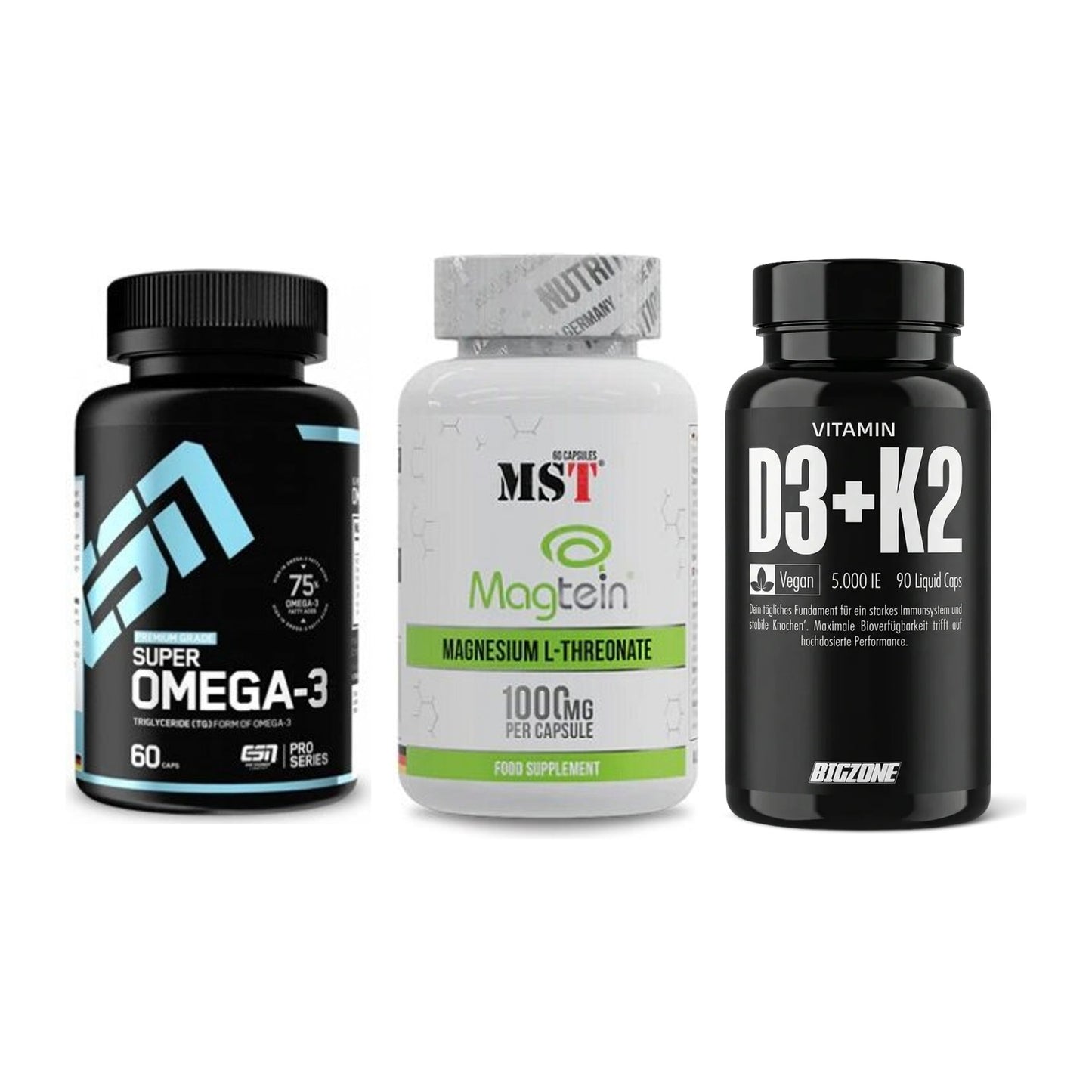 Herz & Gefäße: ESN Omega 3 + MST Magnesium + Big Zone Vitamin – alle enthaltenen Artikel