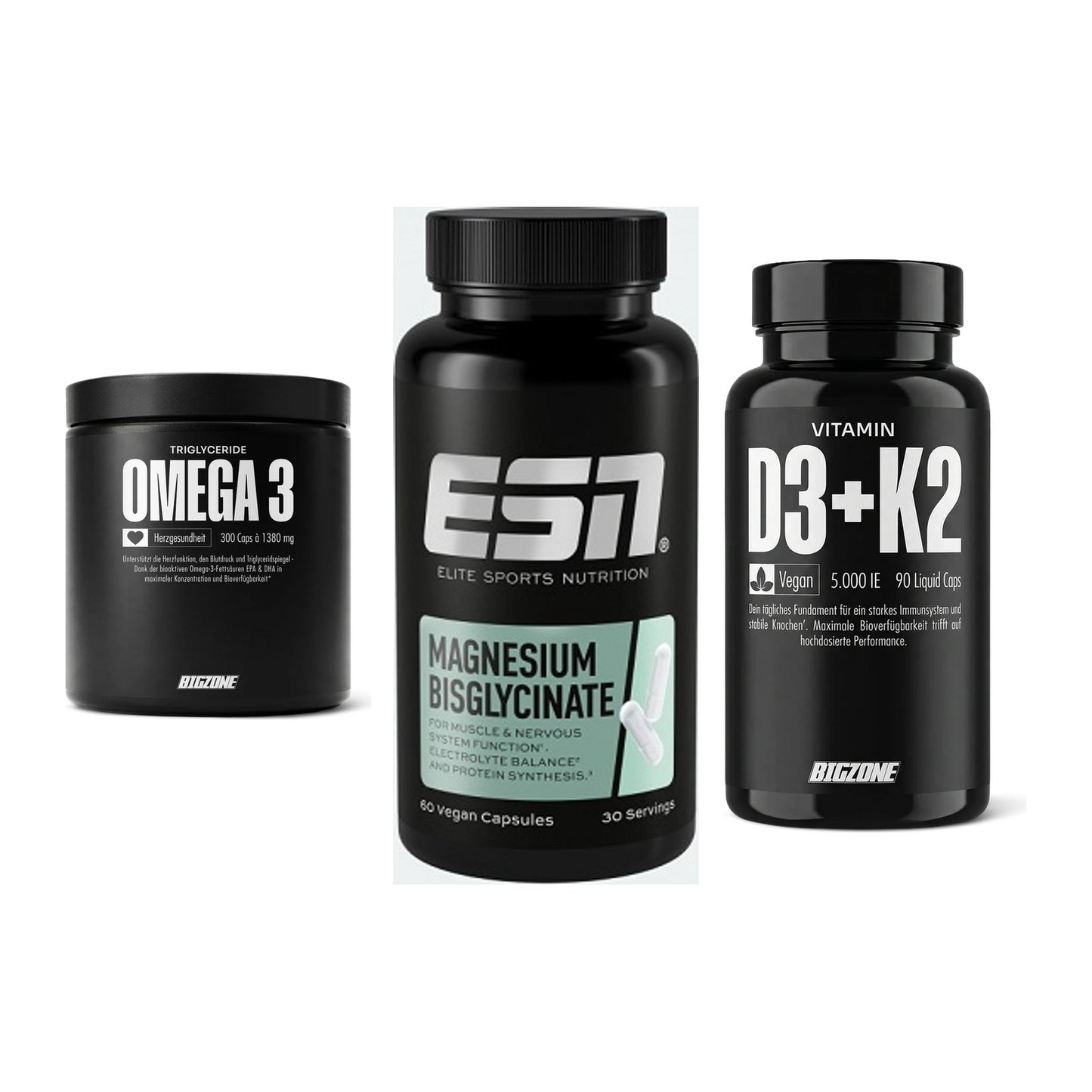 Herz & Gefäße: Big Zone Omega 3 + ESN Magnesium + Big Zone Vitamin – alle enthaltenen Artikel