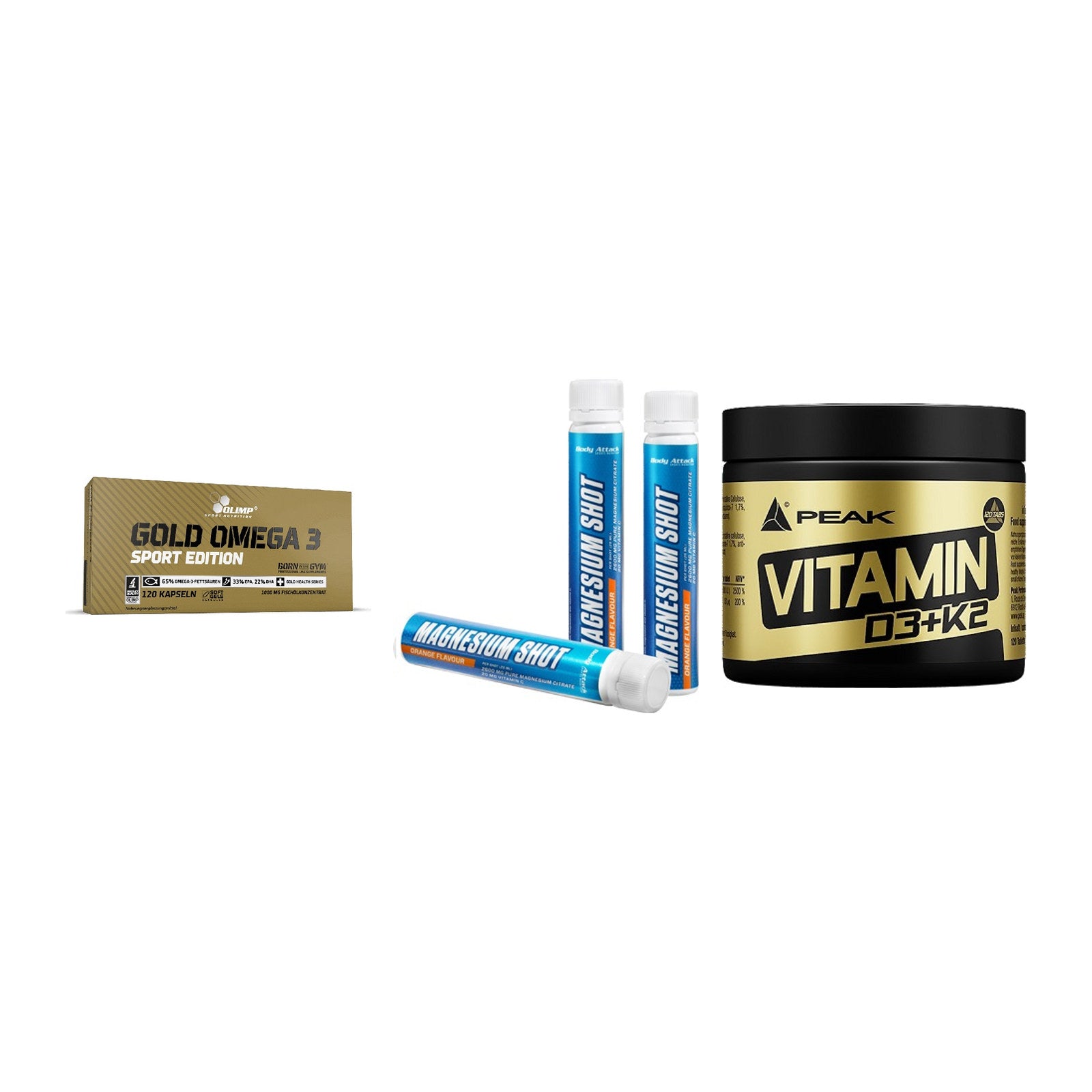 Herz & Gefäße: Olimp Omega 3 + Body Attack + Peak Vitamin – alle enthaltenen Artikel