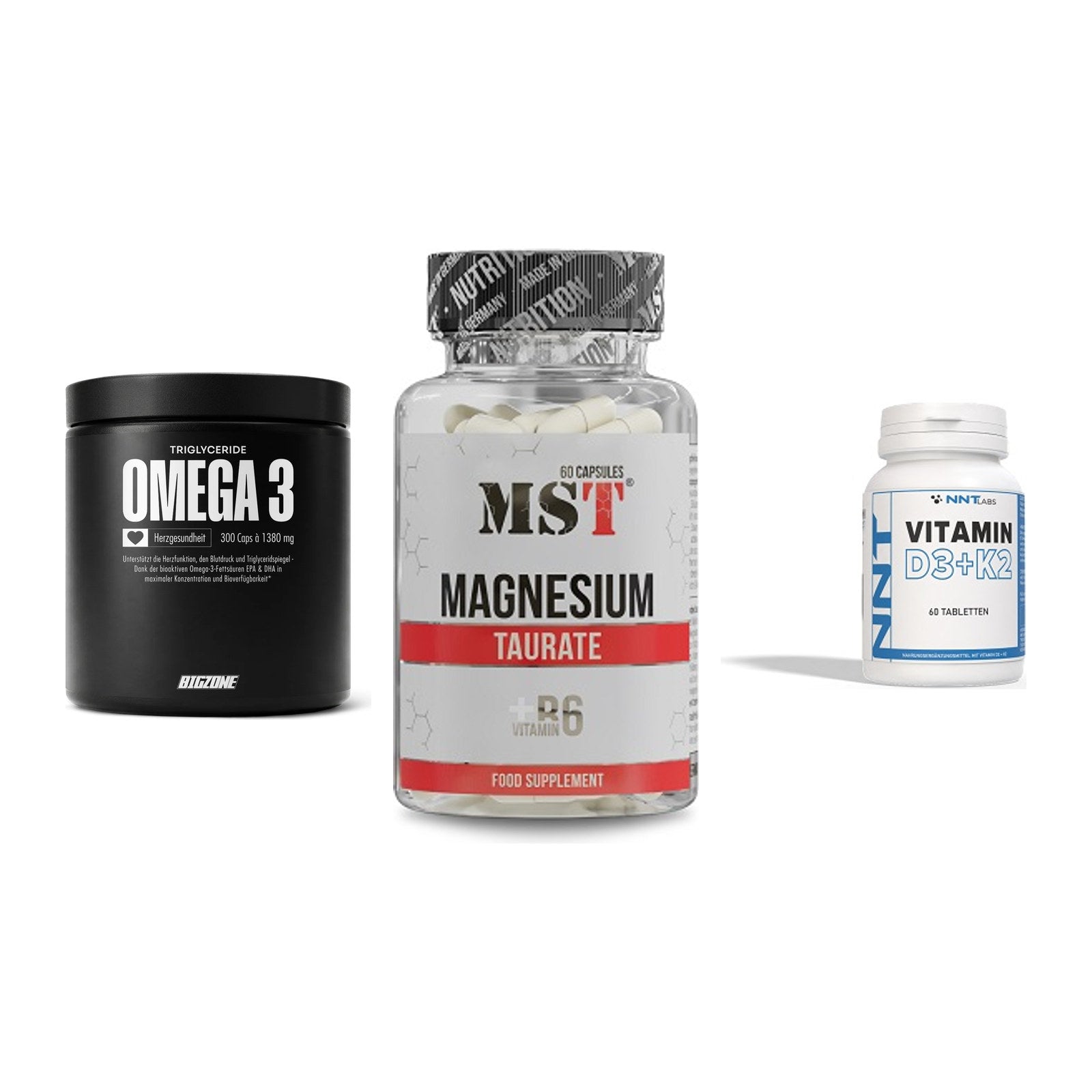 Herz & Gefäße: Big Zone Omega 3 + MST Magnesium + NNT Vitamin – alle enthaltenen Artikel