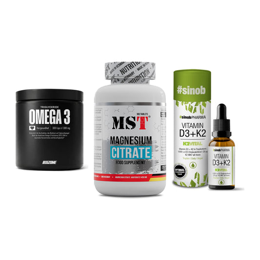 Herz & Gefäße: Big Zone Omega 3 + MST Magnesium + Sinob Vitamin D3 – alle enthaltenen Artikel