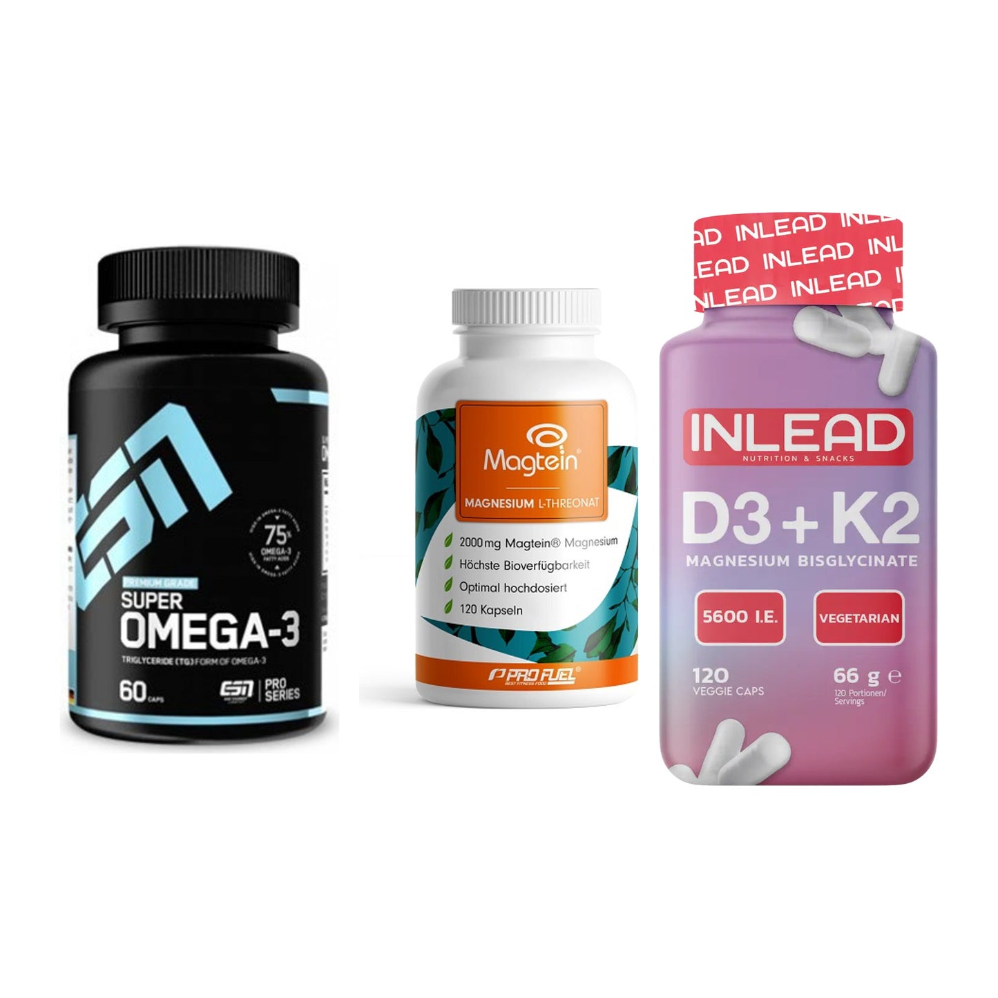 Herz & Gefäße: ESN Omega 3 + ProFuel Magnesiu + INLEAD Vitamin – alle enthaltenen Artikel