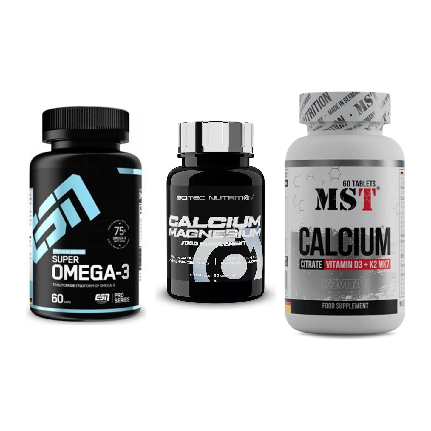 Herz & Gefäße: ESN Omega 3 + Scitec Calcium + MST Calcium – alle enthaltenen Artikel