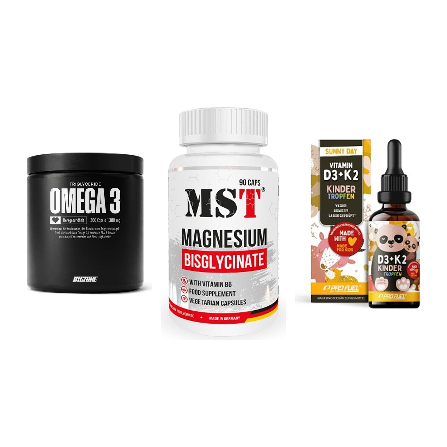 Herz & Gefäße: Big Zone Omega 3 + MST Magnesium + ProFuel VITAMIN – alle enthaltenen Artikel