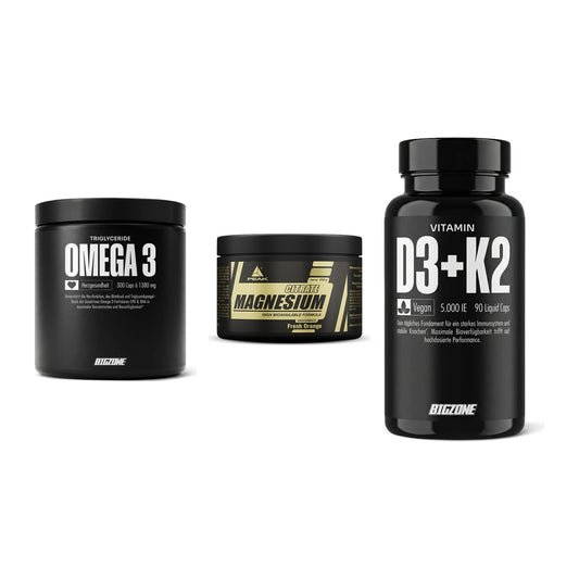 Herz & Gefäße: Big Zone Omega 3 + Peak Magnesium + Big Zone Vitamin – alle enthaltenen Artikel