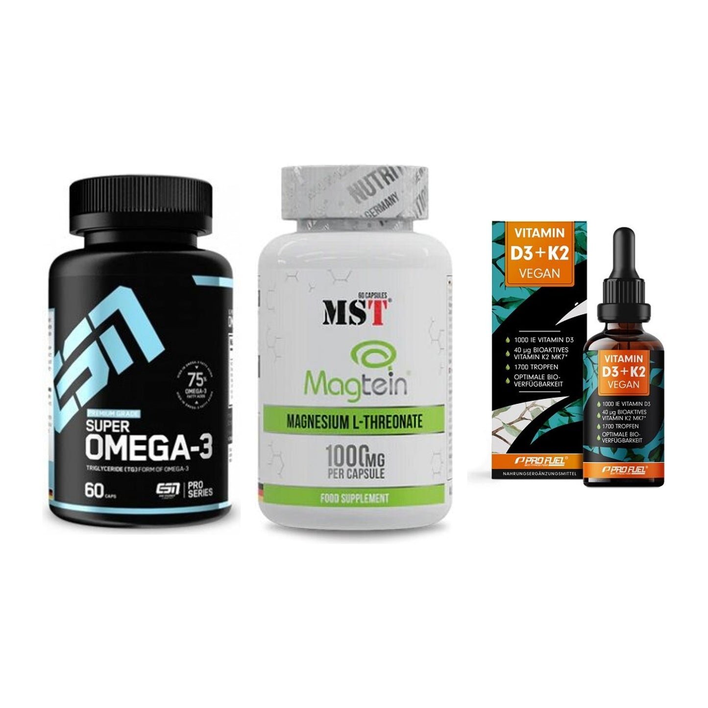 Herz & Gefäße: ESN Omega 3 + MST Magnesium + ProFuel Vitamin – alle enthaltenen Artikel